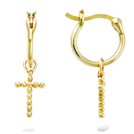 Les Tr&eacute;sors De Lily [R1553] - Cr&eacute;oles Plaqu&eacute; Or 'Croix' dor&eacute; - 12 mm - 12x7 mm