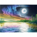 5D &bdquo;pasidaryk pats&ldquo; deimantinis paveikslas &bdquo;Aurora&ldquo; ir &bdquo;Moon&ldquo; deimantinis siuvinėjimas kryželiu namų dekoras, rankų darbo dovanos Round 20x30cm
