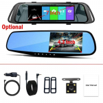 Automobilinis DVR 4.3 / 7.0 colių jutiklinis vaizdo įra&scaron;ymo įrenginys veidrodinė kamera FHD 1080P dvigubas objektyvas su galinio vaizdo kamera automatinio registratoriaus prietaisų skydelio kamera