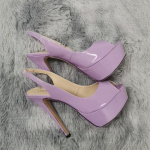 Moteri&scaron;ki sandalai Sexy 14CM Super auk&scaron;takulniai atvirais pir&scaron;tais, platforma sandalai Gladiator vakarėlio suknelė Raudoni vestuviniai batai 41 &scaron;viesiai violetinė spalva