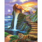 5D &bdquo;pasidaryk pats&ldquo; deimantinis pie&scaron;imas kra&scaron;tovaizdis Moteris Deimantinis siuvinėjimas Deimantinė mozaika Rankų darbo meno paveikslėlis Namų dekoravimas Amatų dovana Full Round 20x30CM