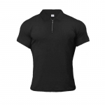 Muscleguys New Arrival Vyri&scaron;ki Polo mar&scaron;kinėliai su užtrauktuku Medvilniniai Fitness Polo mar&scaron;kinėliai Madingi prekės ženklo trumpomis rankovėmis sporto salė kultūrizmo drabužiai M juoda