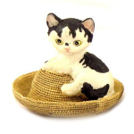 Les Tr&eacute;sors De Lily [A0365] - Figurine r&eacute;sine 'Chats' noir marron (chapeau) - 6. 5x8x5 cm juoda