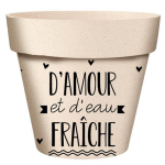 Les Tr&eacute;sors De Lily [A2159] - Cache-pot bambou 'Messages' beige noir (d'amour et d'eau fra&icirc;che) - 22x21 cm juoda