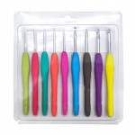 9 vnt spalvinga mink&scaron;ta plastikinė rankena aliuminio oksido nėrimo kabliukai mezgimo adatų rinkinys 2-6mm nėrimo pynimo siuvimo adatoms įrankis