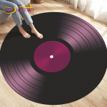 Klasikinės muzikos vinilo plok&scaron;telės apvalus kilimėlis, kilimai svetainės kėdėms dekoruoti, vaiki&scaron;kas &scaron;liaužiantis mink&scaron;tas neslystantis grindų kilimėlis Diameter 120cm