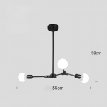 &Scaron;iaurės &scaron;alių modernus minimalistinis gyvenamasis kambarys valgomasis miegamasis liustra molekulės &scaron;aka namo lubų lempa 3 headlights juoda