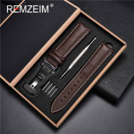 18 mm 20 mm 22 mm 24 mm natūralios odos laikrodžio apyrankė juoda ruda mink&scaron;ta blauzdos odos laikrodžio dirželis Automatinis drugelio užsegimas su dėžute 22mm