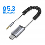 Automobilinis papildomas Bluetooth 5.3 adapteris belaidis garso imtuvas i&scaron; USB iki 3,5 mm lizdo TF kortelės laisvų rankų siųstuvas automobilio garsiakalbiui