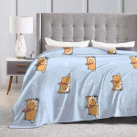 Flanelinis pledas Animacinis miegantis korgis Mielas mėlynas pliu&scaron;inis &Scaron;iltas lovos pledas Mink&scaron;tas metamas pledas Tinka foteliui, sofai Gyvūnų pledas Tingus pledas 125x150cm