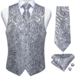Klasikinis liemenių kaklarai&scaron;tis Paisley &scaron;ilko austa retro liemenė Bowtie Hanky ​​rankogalių sąsagų rinkinys M