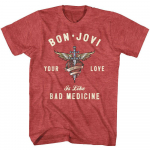 Bon Jovi Heart And Dagger Raudoni unisex mar&scaron;kinėliai S