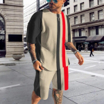 Naujas vasaros vyri&scaron;kas sportinis kostiumas Vienspalviai mar&scaron;kinėliai + &scaron;ortai Madingi Stilingas megztinio komplektas Apranga Sportinė apranga Kostiumas Negabaritiniai drabužiai