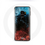 Coque pour Samsung Galaxy S9 plus fond de texture abstraite rouge noir bleu