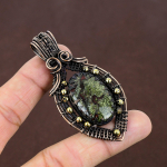 Natural Dragon Jasper Gemstone Handmade Copper Wire Wrap Pendant 2.95 k0h10