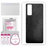 apgo Protective Skin Sticker for the back compatible with Vivo T1x 5G, Wrap Film, Foil, Vinyl - Pattern Black Leather