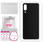 apgo Protective Skin Sticker for the back compatible with Sharp Basio Active, Wrap Film, Foil, Vinyl - Pattern Carbon Black