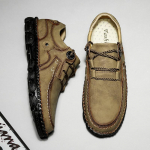 Vyri&scaron;ki mokasinai rankų darbo guminiai mink&scaron;tu padu neslystantys laisvalaikio odiniai batai