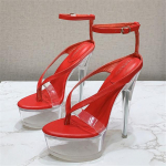 Moteri&scaron;ki 14 cm auk&scaron;takulniai 4 cm platforminiai feti&scaron;o sandalai Moteri&scaron;ki Stripper Flip Flop Catwalk Heels naktinio klubo skaidrūs Pleaser batai