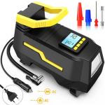 Naujas DC/AC 12V/100-230V 150PSI automobilio oro kompresoriaus padangų pripūtimo oro siurblys su skaitmeniniu slėgio matuokliu padangos oro purk&scaron;tuvu padangos pripūtimu AC-DC EU Plug Type
