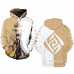Žaidimas Genshin Impact Xiao Anime Fashion 3D Print Moteri&scaron;kas gobtuvas ilgomis rankovėmis Slim Girl Cosplay Negabaritinis megztinis su gobtuvu XL