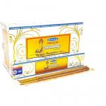 Satya Nag Champa Jasmine smilkalų lazdelės Agarbatti 180 gramų dėžutė | 12 pakuočių po 15 gramų dėžutėje | Eksporto kokybė ruda