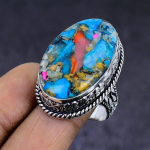 Spiny Oyster Gemstone handmade 925 Sterling Silver gift Jewelry Ring Size 9 L5a06