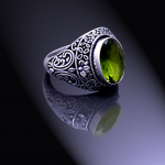 Natural Peridot Gemstone Handmade 925 Sterling Silver Jewelry Ring Size 7 z2y47