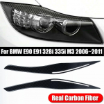 2vnt priekinio žibinto dangtis priekinio žibinto lemputė akių vokų antakių apdaila ABS, skirta BMW E90 E91 328i 335i 2009-2012 juodai anglies pluo&scaron;tui CHINA