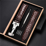 Prabangios krokodilo ra&scaron;to laikrodžio apyrankės, odinės 18 mm 20 mm 22 mm 24 mm su nerūdijančio plieno automatinio užsegimo rankinio laikrodžio apyranke 20mm