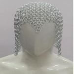 &bdquo;Armor Chainmail Coif&ldquo; aliuminio viduramžių gaubto atkūrimas &bdquo;Larp Ren Faire&ldquo; kostiumo &scaron;arvai Rankų darbo užsegtas grandinės pa&scaron;tas &bdquo;Coif Hood&ldquo; sidabro apdaila