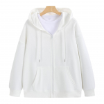 Vienspalvis megztinis su užtrauktuku su gobtuvu su kardiganu striukė Laisvas džemperis Komandos uniforma darbo reklama gobtuvai Kailis XS balta