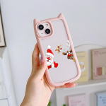 Cat Ear Mink&scaron;tas telefono dėklas, skirtas iPhone 16 15 14 13 12 11 Pro Max Plus XR X TPU Nuo kritimo skaidrus akrilinis galinis dangtelis NY24 Naujieji Metai Linksmų Kalėdų menas for iPhone XR