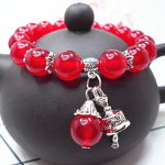 Rankų darbo raudonojo agato kristalo apyrankė su chalcedono akmenimis moterims Diamond Bell 10mm karneolio spalva