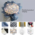 Rankų darbo drugelių puok&scaron;tės medžiagų rinkinys su girlianda, gėlių pakuotės popieriumi, vestuvių, gimtadienio &scaron;ventės dekoracija, dovana mėlyna