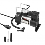 Elektrinis oro kompresorius Ne&scaron;iojamas dviračio siurblys su manometru Elektrinis dviračio oro siurblys su 3 lizdais kamuoliams juoda