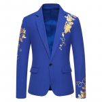 Naujos Mados Paisley Kar&scaron;to &Scaron;tampavimo Ra&scaron;tas Vyri&scaron;kas Kostiumas &Scaron;varkas Kasdienis Verslo Vestuvių Slim Fit Kostiumas Viena Sagė Kostiumas Vakarėlio &Scaron;varkas Biuras US XXL karali&scaron;kos mėlynos spalvos
