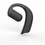 Naujos pakabinamos ausinės su &bdquo;Bluetooth&ldquo; ausinėmis. Belaidės vienos ausies atviros verslo ausinės ilgą laiką yra neskausmingos. juoda