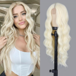 Sintetinis ilgas banguotas perukas Ilgi &scaron;viesūs perukai Natūraliai atrodantys plaukai Moterims Perukai Helovino kostiumui Cosplay perukai 60CM