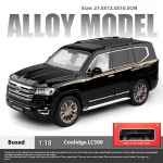1/18 mastelio Toyota Land Cruiser lydinio automobilio modelis, vaiki&scaron;kas žaislas su autenti&scaron;ku garsu ir &scaron;viesomis, auk&scaron;čiausios kokybės kolekcinis daiktas automobilių entuziastams juoda