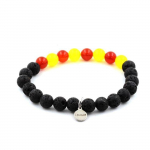 Pierres et Min&eacute;raux. Bracelet Catalan Perles Lave + Agate jaune + Agate Rouge 8 mm. Fabriqu&eacute; en France.