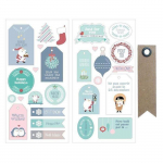 27 Stickers puffies P&egrave;re No&euml;l + 20 &eacute;tiquettes kraft Fanion