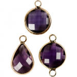 Pendentif - Violet - Assortiment de 6 pcs - Cabochon en verre - M&eacute;tal - Mixte