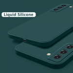 &bdquo;Candy Color&ldquo; skystas silikoninis telefono dėklas I&scaron;skirtinis kvadratinis dangtelis, skirtas Samsung S25 S24 FE S23 Ultra S22 Plus S21 A56 A16 A55 A36 A06 A35 A15 A53 5G Samsung S25 Ultra tamsiai žalia spalva