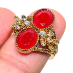 Red Ruby(Simulated) Cubic Zirconia Gemstone Jewelry Ring Size 7 y4k26