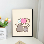 1vnt Animacinis filmas P-Pusheen K-Kawai Cat Plakatas Lipnus meno plakatas Neper&scaron;lampamas popierinis lipdukas Kavos namų baro kambario sienų dekoras 30cm&times;40cm NoFrame