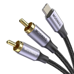 MOSWAG C tipo į 2RCA konvertuojantis garso kabelis 1M, su DAC lustu, HiFi garso kokybė, suderinamas su iPad, Android (1 metras) Pro/Air4/mini 6/MacBook juoda