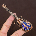 Sodalite Handmade Copper Wire Wrap Guitar Pendant 4.53 q3c03
