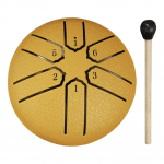 3 colių 6 tonų plieninis liežuvėlių būgnas lauke, lietaus būgnas, mu&scaron;amasis instrumentas su būgnų lazdele, mini rankinis būgnas jogai, meditacijai auksas
