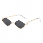 New metal half-frame sunglasses, fashionable small diamond-shaped half-frame sunglasses, simple literary beach sunglasses UV400 other